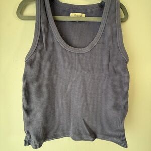 Madewell Waffle Knit Gray Tank Top